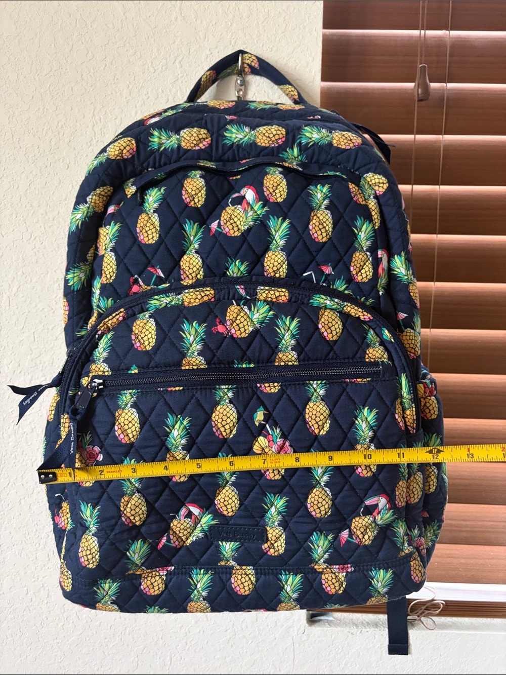 Vera Bradley Navy Quilted Pineapple Print Toucan Party Backpack - Picture 11 of 13